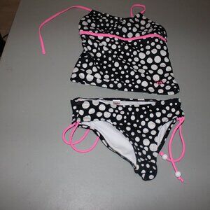 Black & White 2 Pcs Justice Tankini Swimsuit Size 10